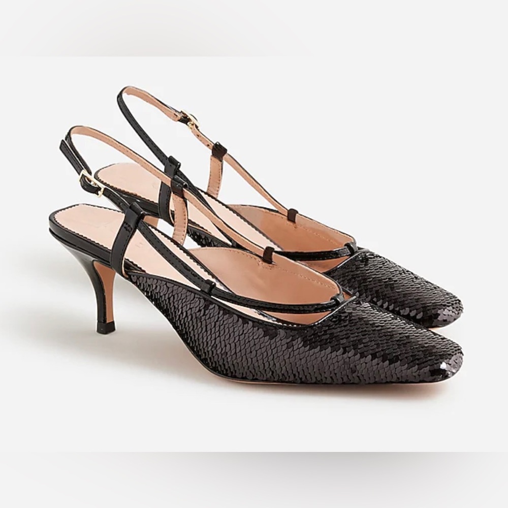 Jcrew Collection Leona Sequin Slingback Heels Party | size 7 | New